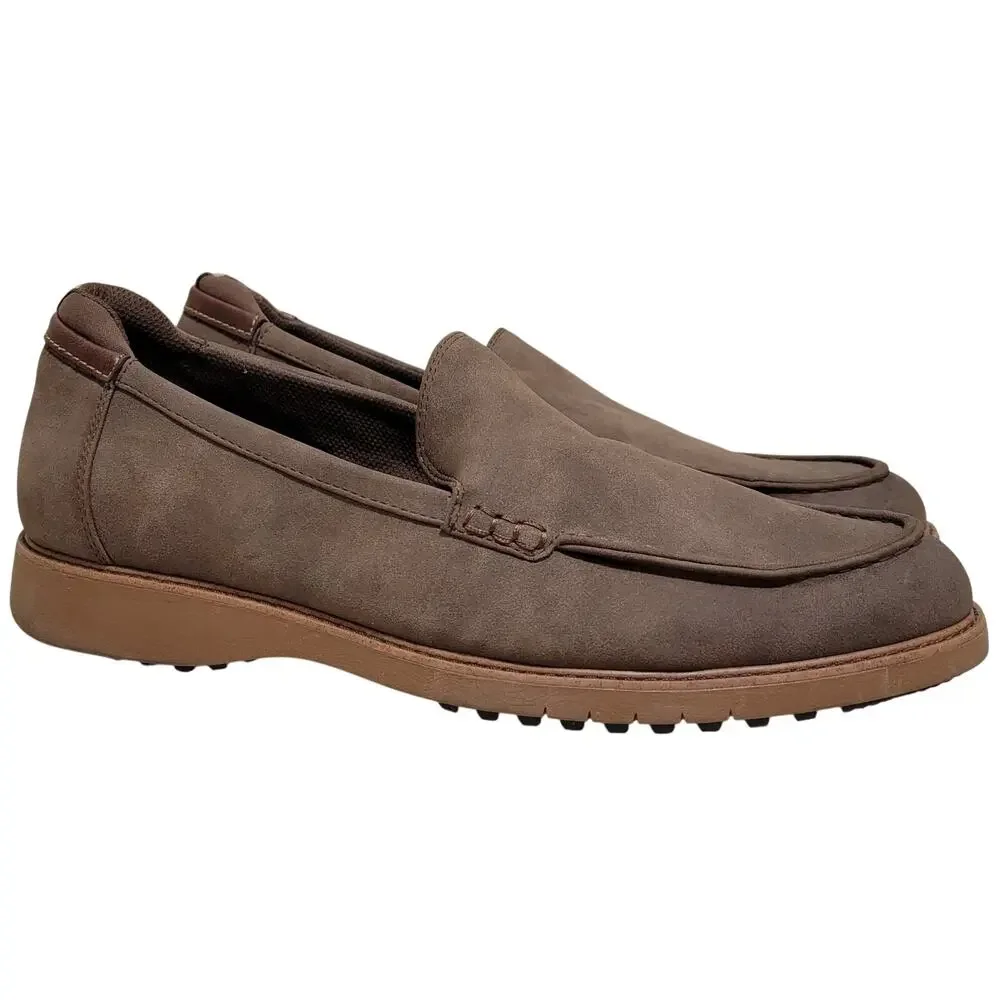 Dr Scholls Men Sync Up Moc Toe Slip On Loafers Size US 12M Brown Faux Suede